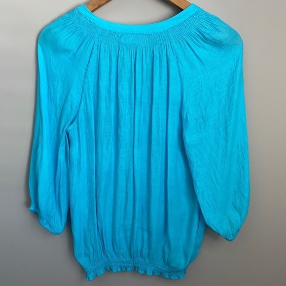 Wallis Women's‎ Aqua 3/4 Sleeve V-neck Blouse Size Small - Picture 6 of 11